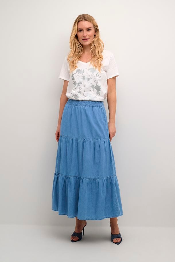 Plus Size Casual Skirt, Women's Plus Denim Print Drawstring, 58% OFF