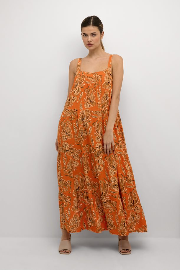 Exotic Orange Paisley Kjole – Køb Orange Paisley CRRosina Kjole fra str. her